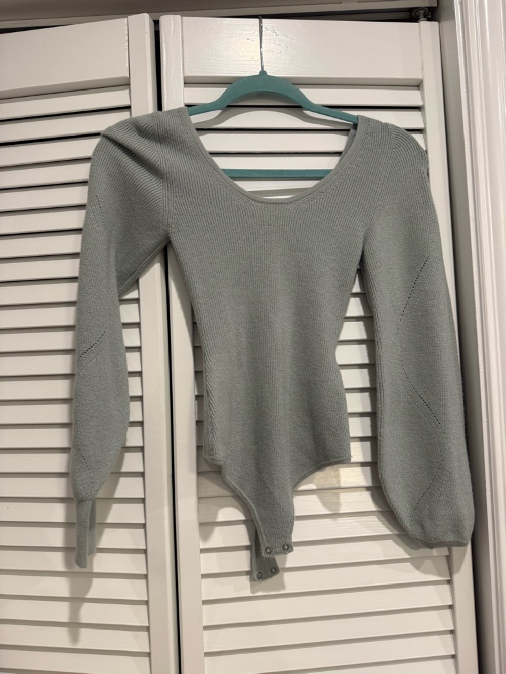 Abercrombie & Fitch Light Sage Green Knit Bodysuit Sweater